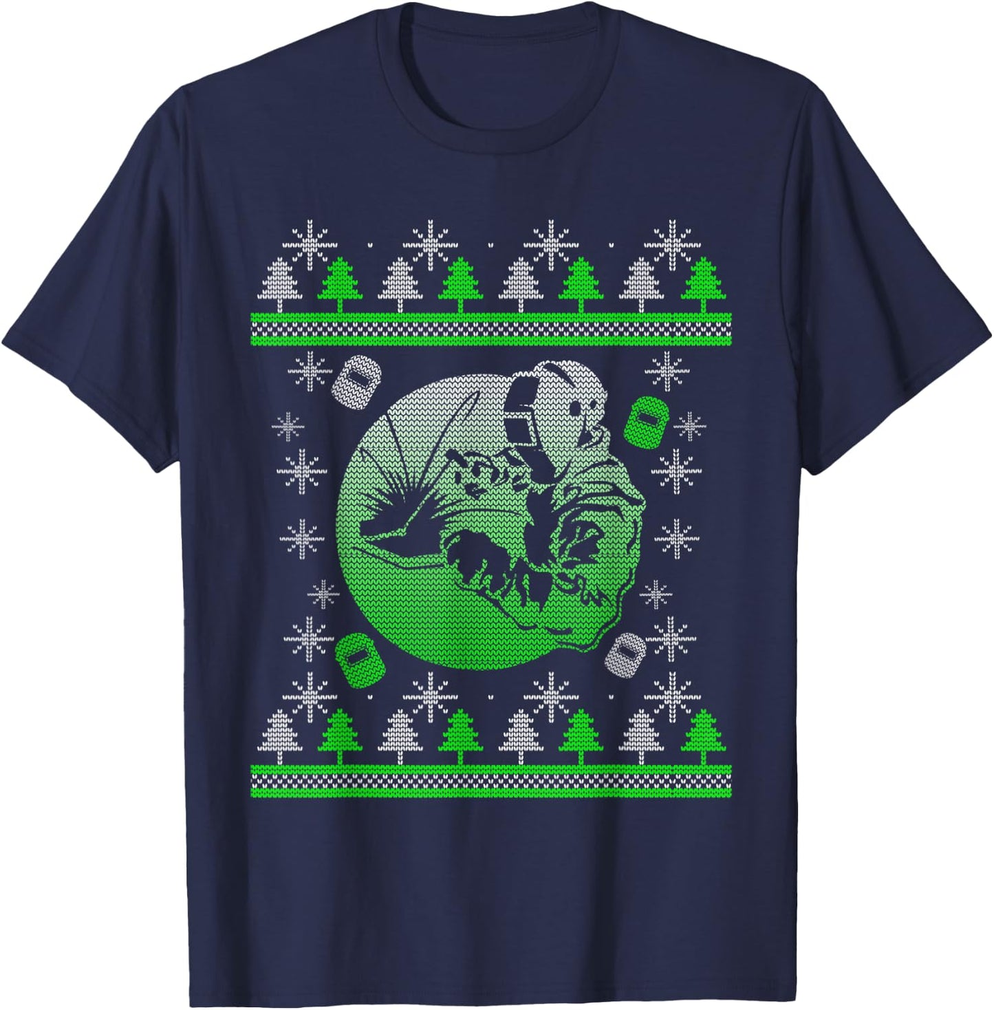 Ugly Christmas Sweater Welder Xmas Welding Gifts T-Shirt - T-Shirt | Navy