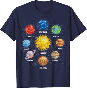 Space Travel Astronaut Planets Sun Astronomy Kids Space T-Shirt - T-Shirt | Navy