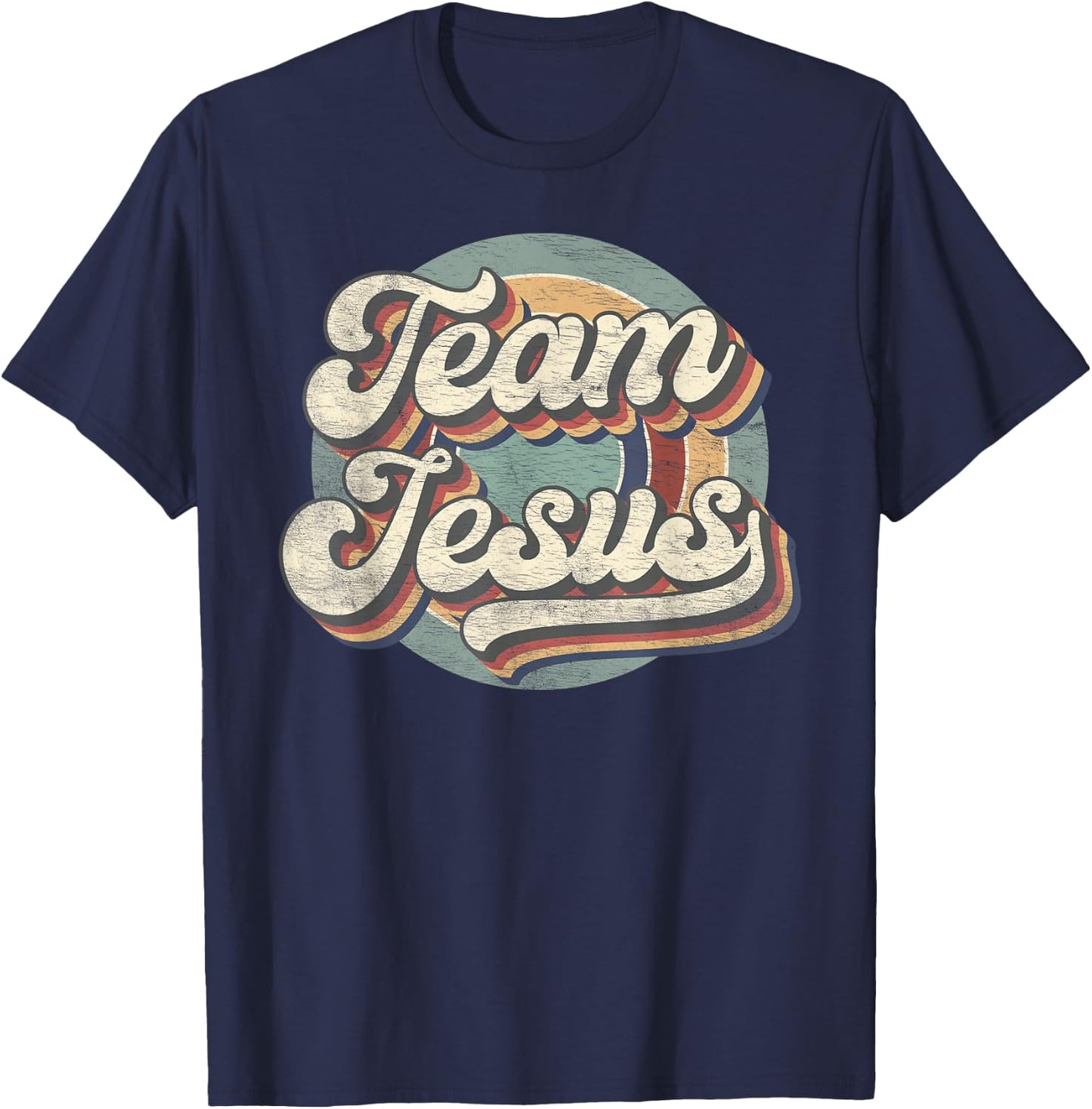 Retro Team Jesus Christian Bible Religious T-Shirt - T-Shirt | Navy