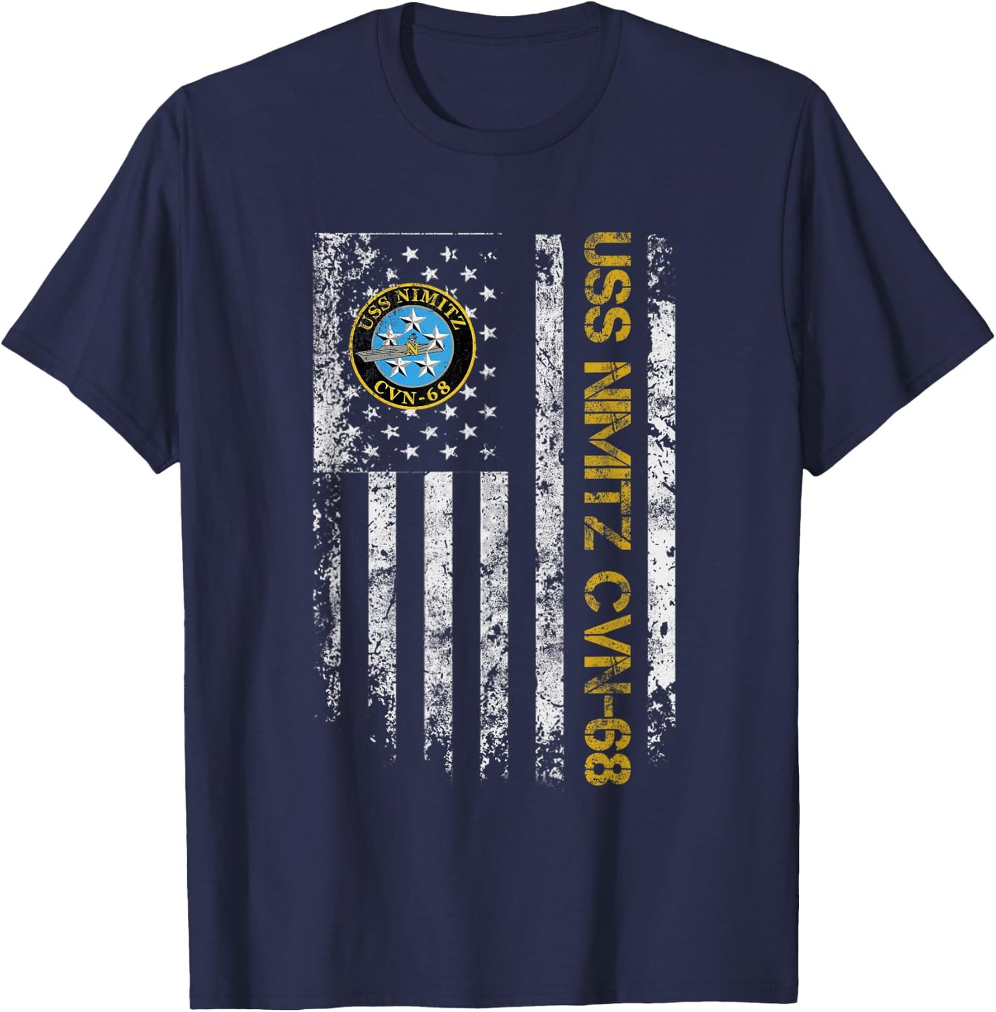 USS Nimitz CVN-68 Aircraft Carrier Veteran Flag Veterans Day T-Shirt - T-Shirt | Navy