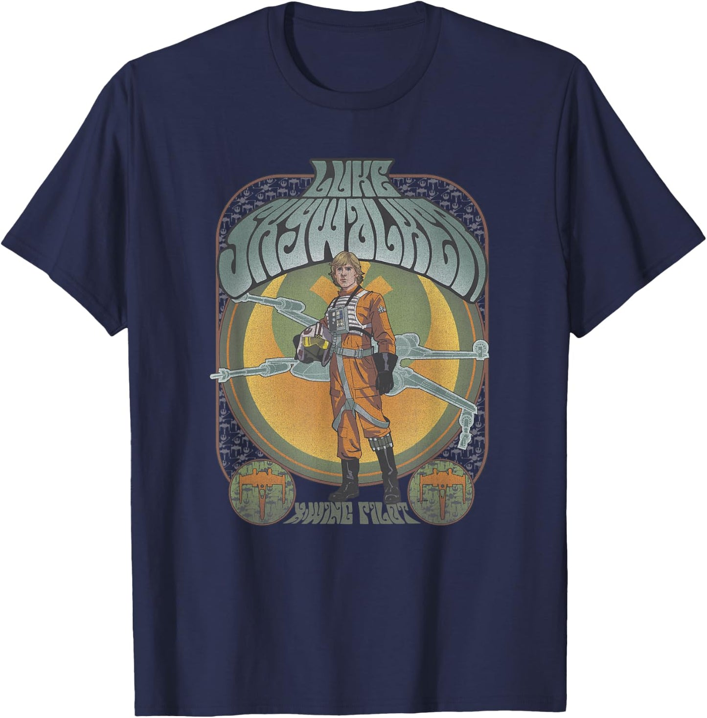 Star Wars Luke Skywalker X-Wing Pilot Seventies Retro Poster T-Shirt - T-Shirt | Navy