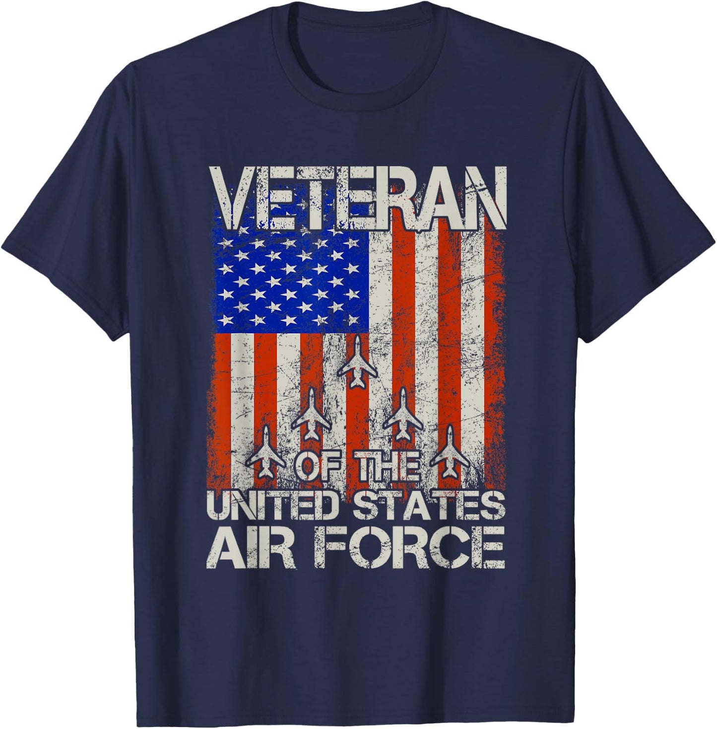 Veteran of the United States Air Force USAF Retro US Flag T-Shirt - T-Shirt | Navy