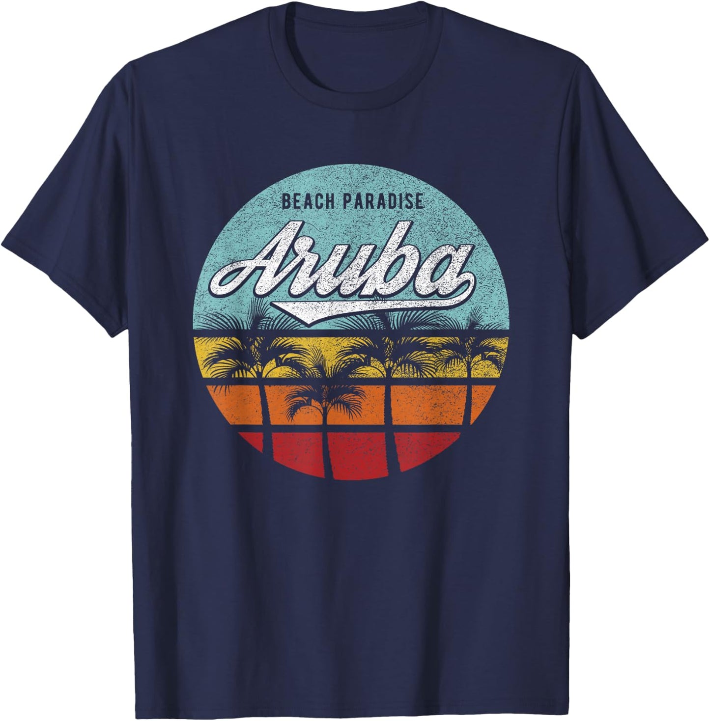 Aruba I Caribbean Retro Beach Vacation Cruise Travel T-Shirt - T-Shirt | Navy