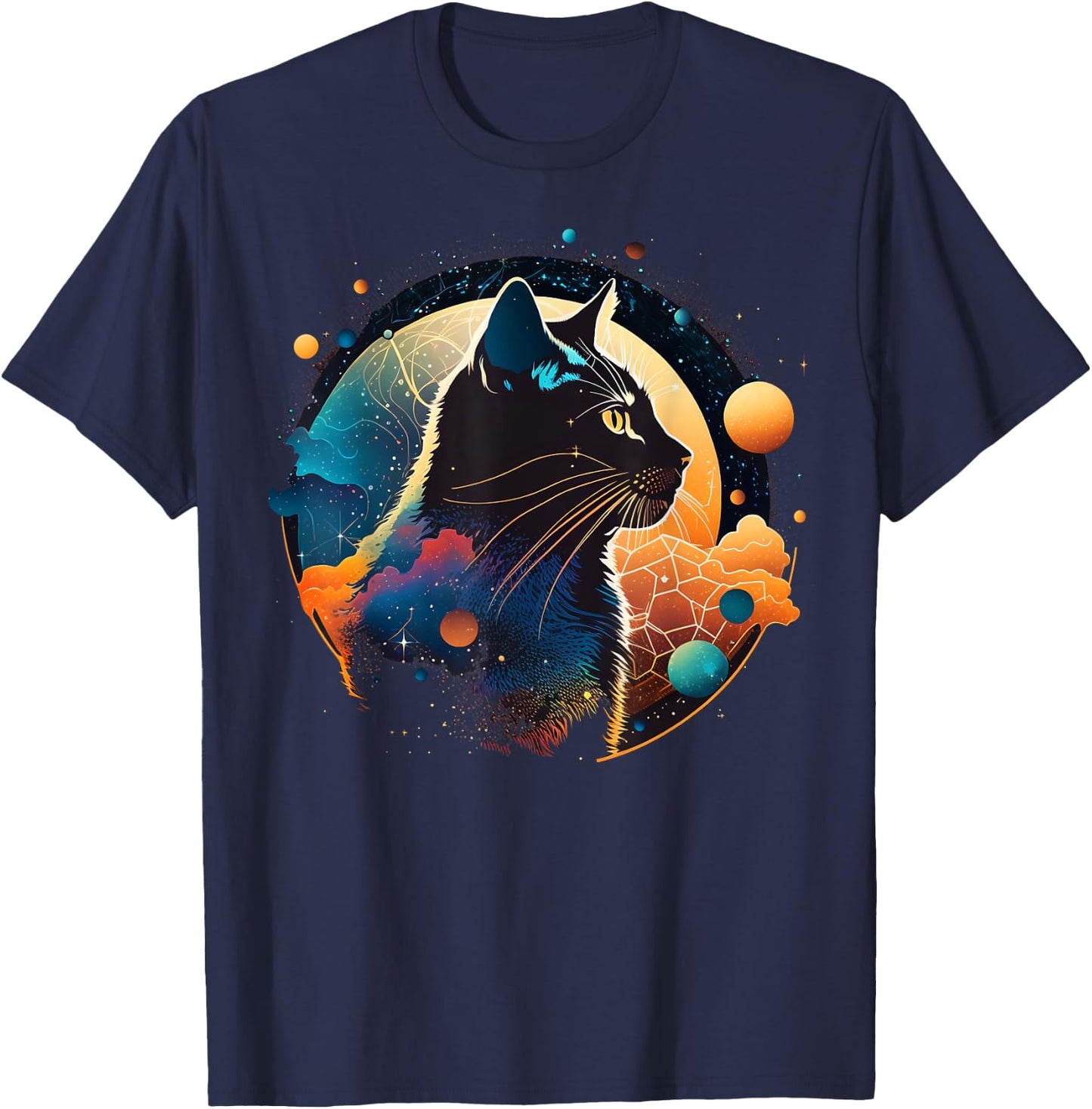 Astronaut Outer Space Kitty on Galaxy Cat Lover Women Kids T-Shirt - T-Shirt | Navy