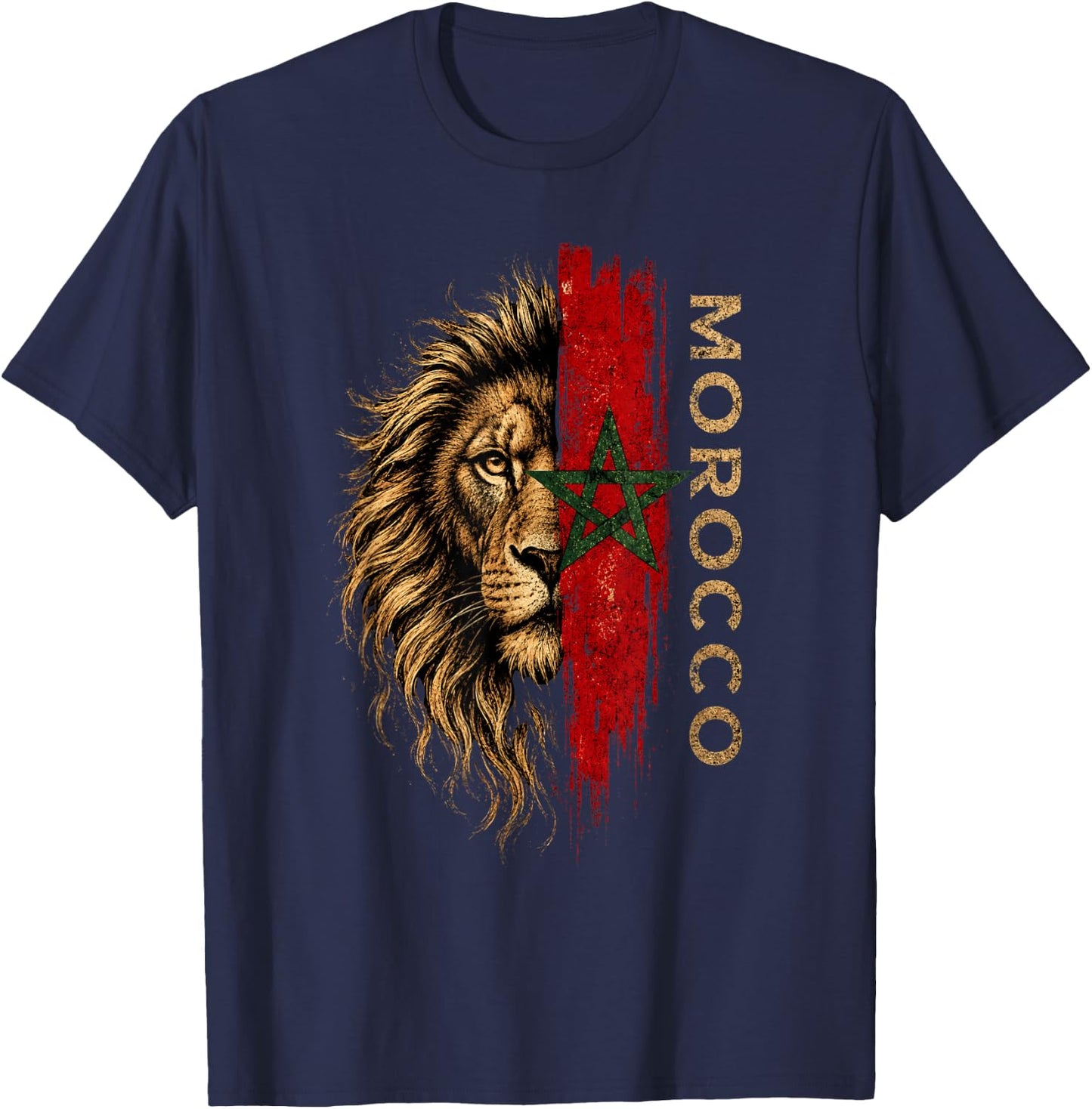 Morocco Lion Pride Vintage Patriotic Moroccan Heritage T-Shirt - T-Shirt | Navy