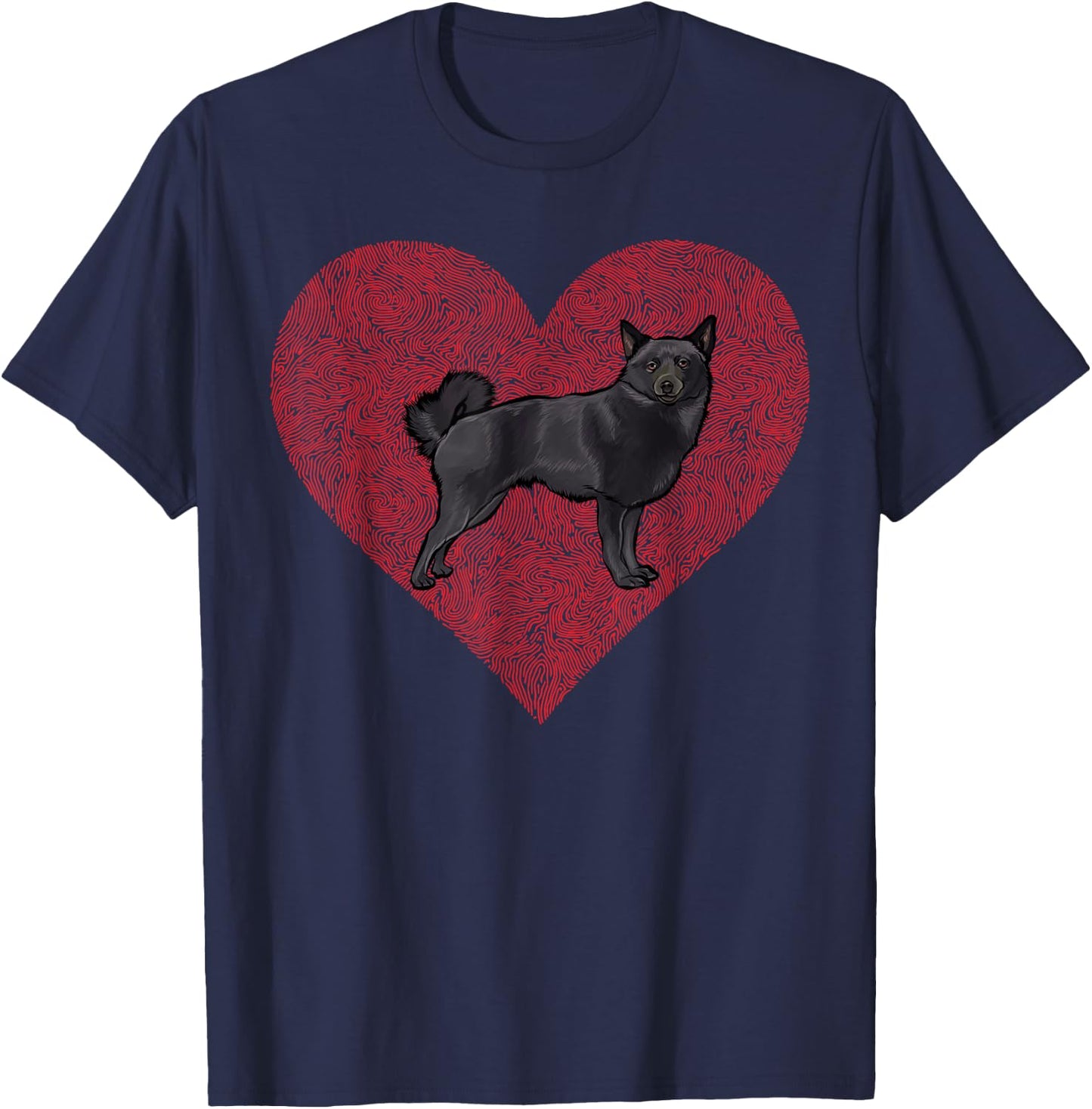 Schipperke Valentines Day Dog Love Fingerprint T-Shirt - T-Shirt | Navy