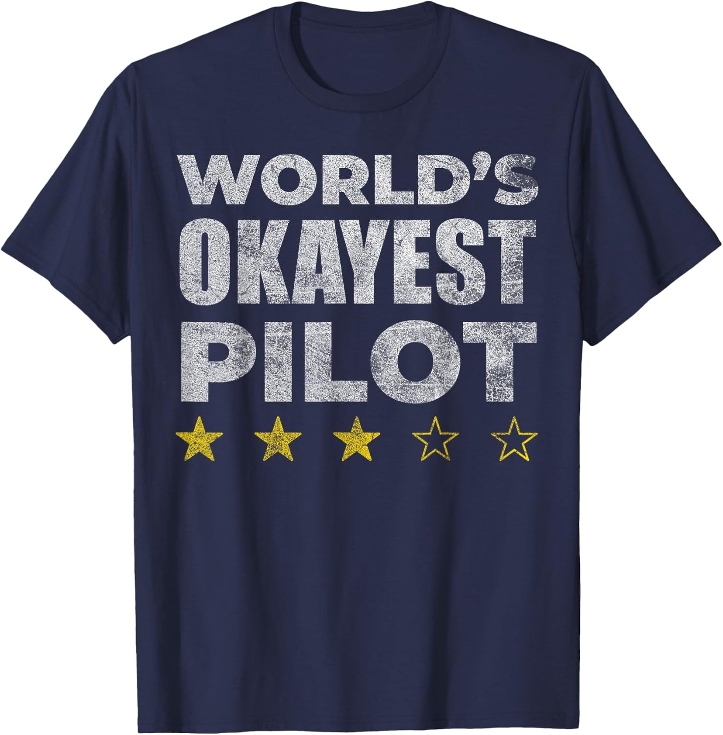 Funny Worlds Okayest Pilot - Vintage Style T-Shirt - T-Shirt | Navy