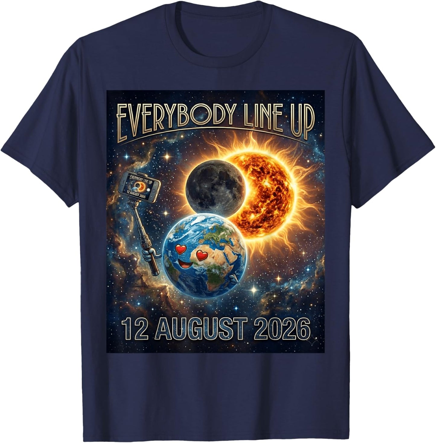 Solar Eclipse of August 12 2026 Astronomy Funny Meme T-Shirt - T-Shirt | Navy