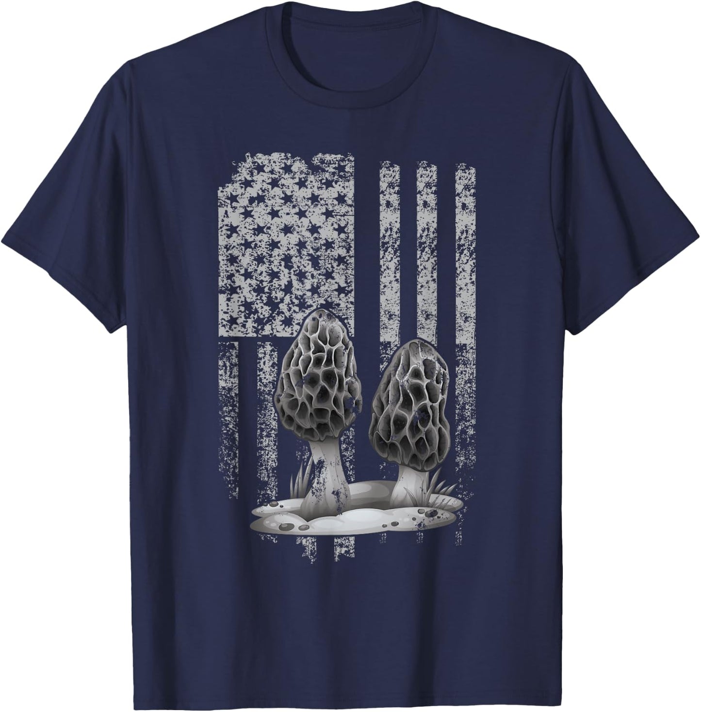 U.S.A. Flag Morel Mushroom Hunter T-Shirt - T-Shirt | Navy