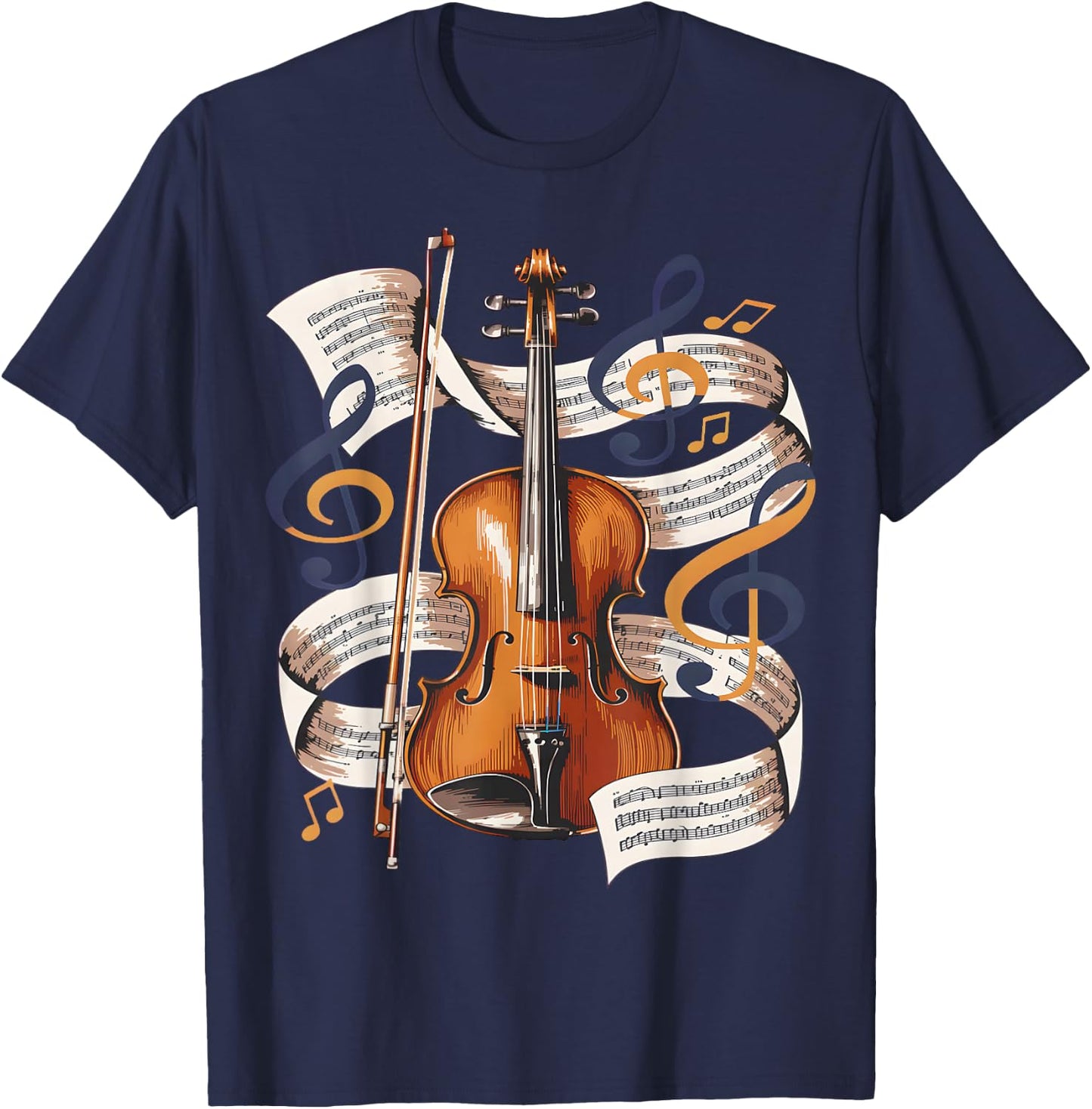 Violin Sheet Music Classical Orchestra T-Shirt - T-Shirt | Navy