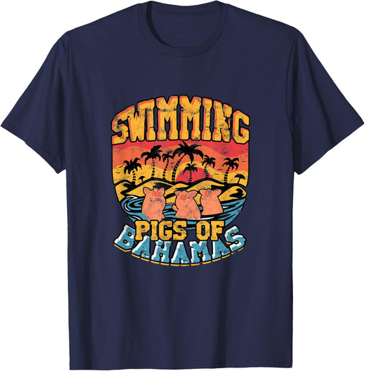 Swimming pigs of bahamas - Bahamas North Sea Beach Vacation Women T-Shirt - T-Shirt | Navy