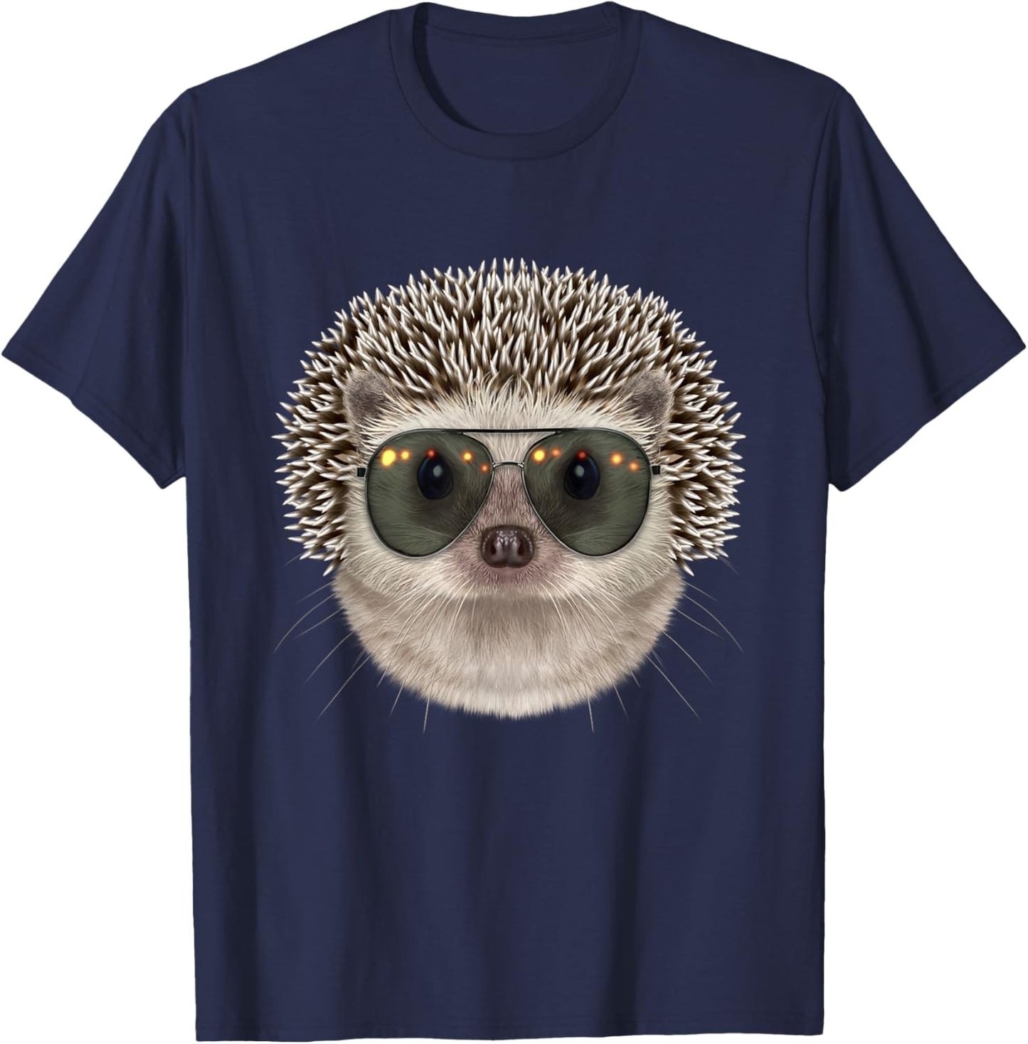 Hedgehog wearing a Swag Aviator Sunglass T-Shirt - T-Shirt | Navy