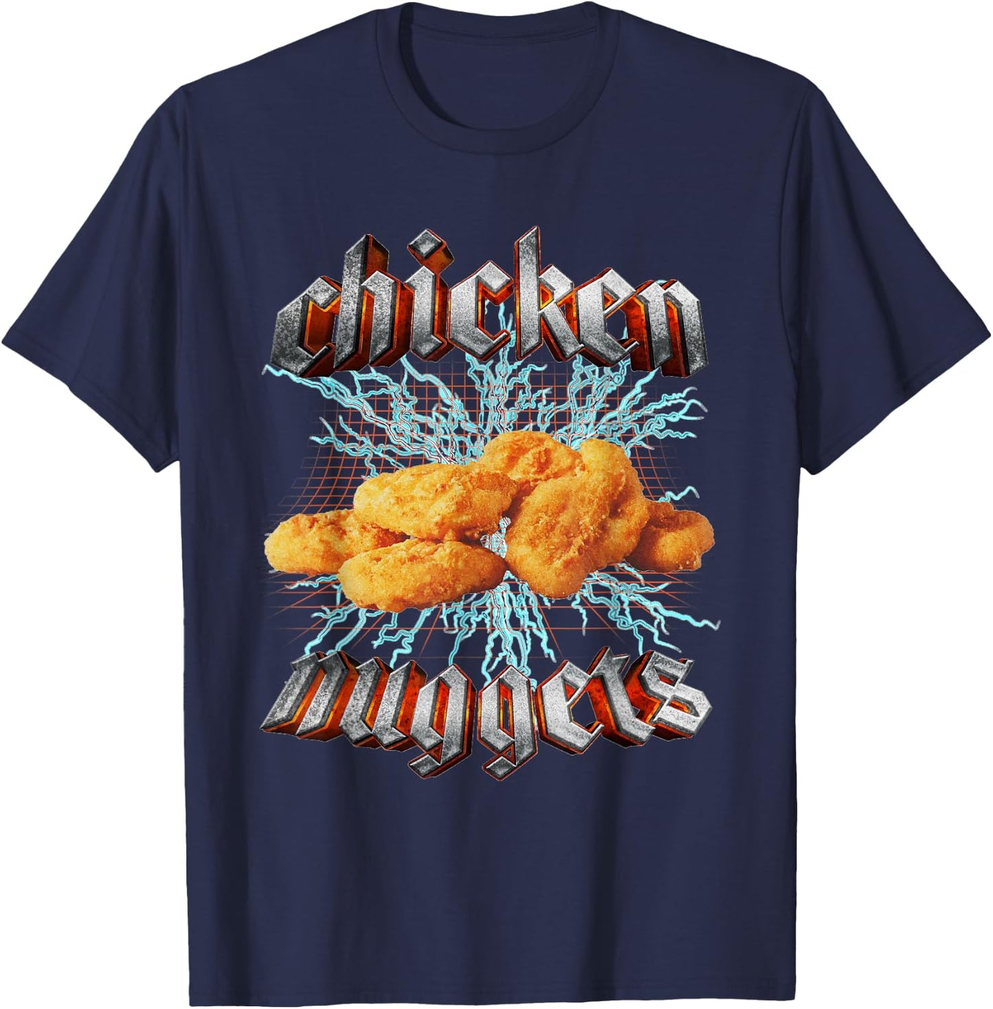 Chicken Nuggets Heavy Metal World Tour Hardcore Music T-Shirt - T-Shirt | Navy