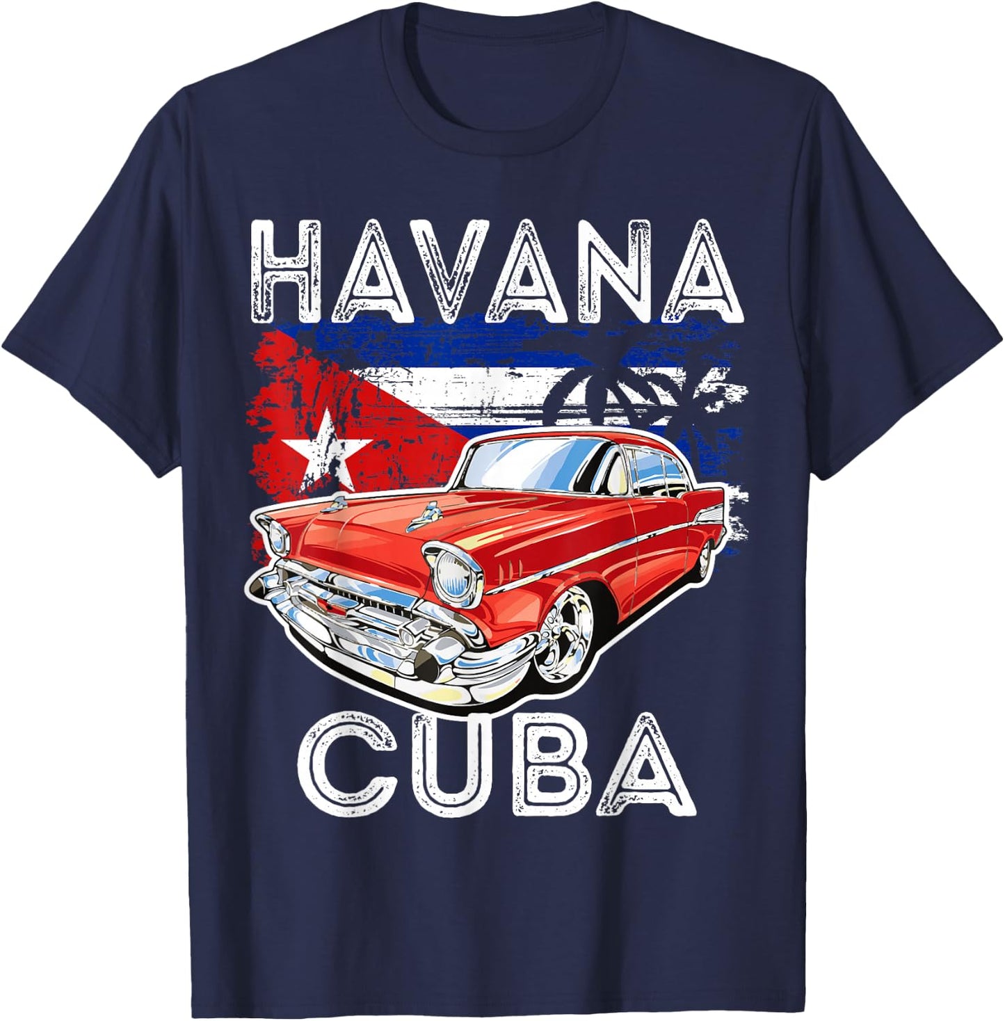 Cool Havana Cuba Classic Retro Vintage Muscle Cars Graphic T-Shirt - T-Shirt | Navy
