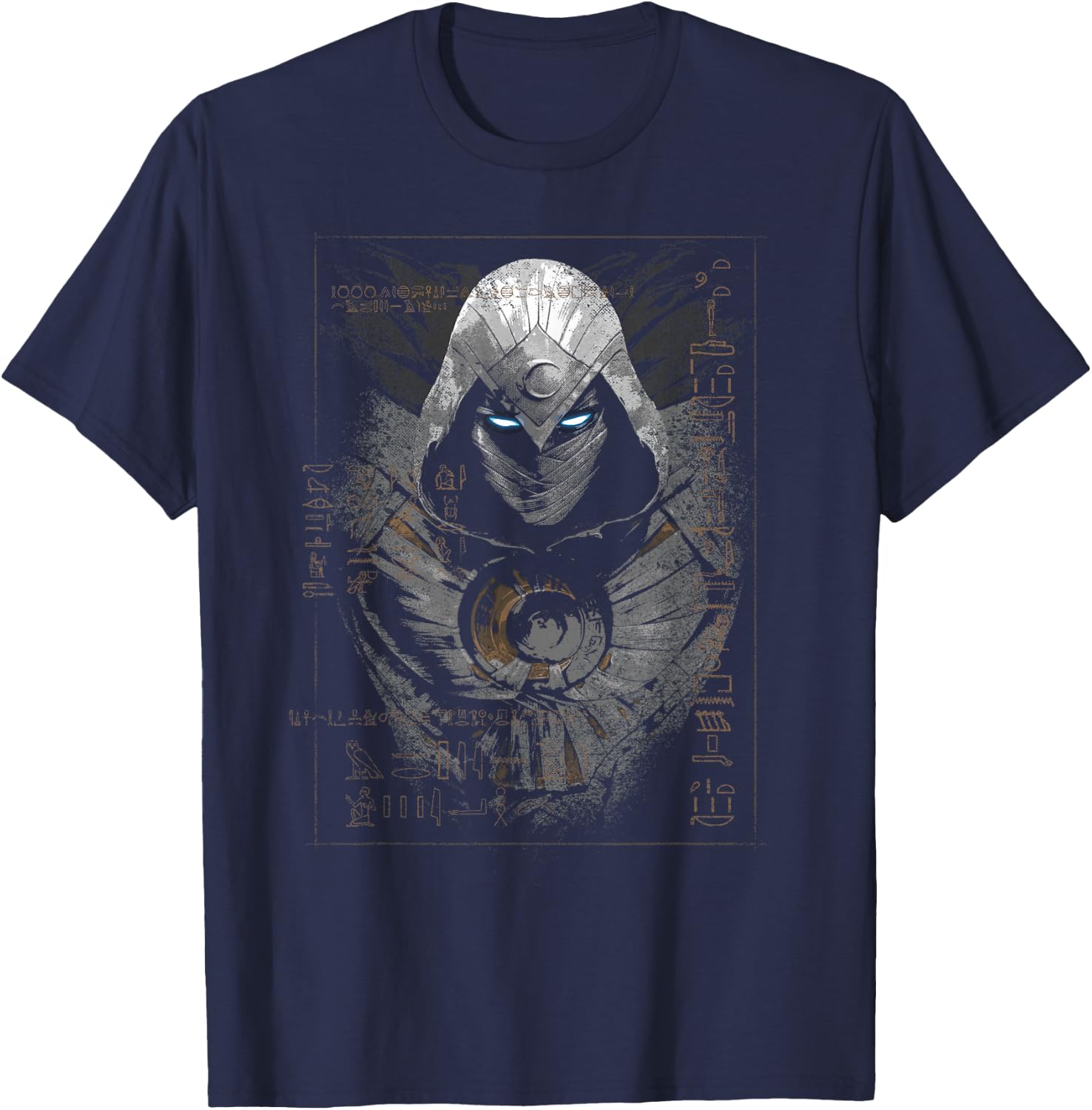 Marvel Moon Knight Glowing Eyes Egyptian Hieroglyphs T-Shirt - T-Shirt | Navy