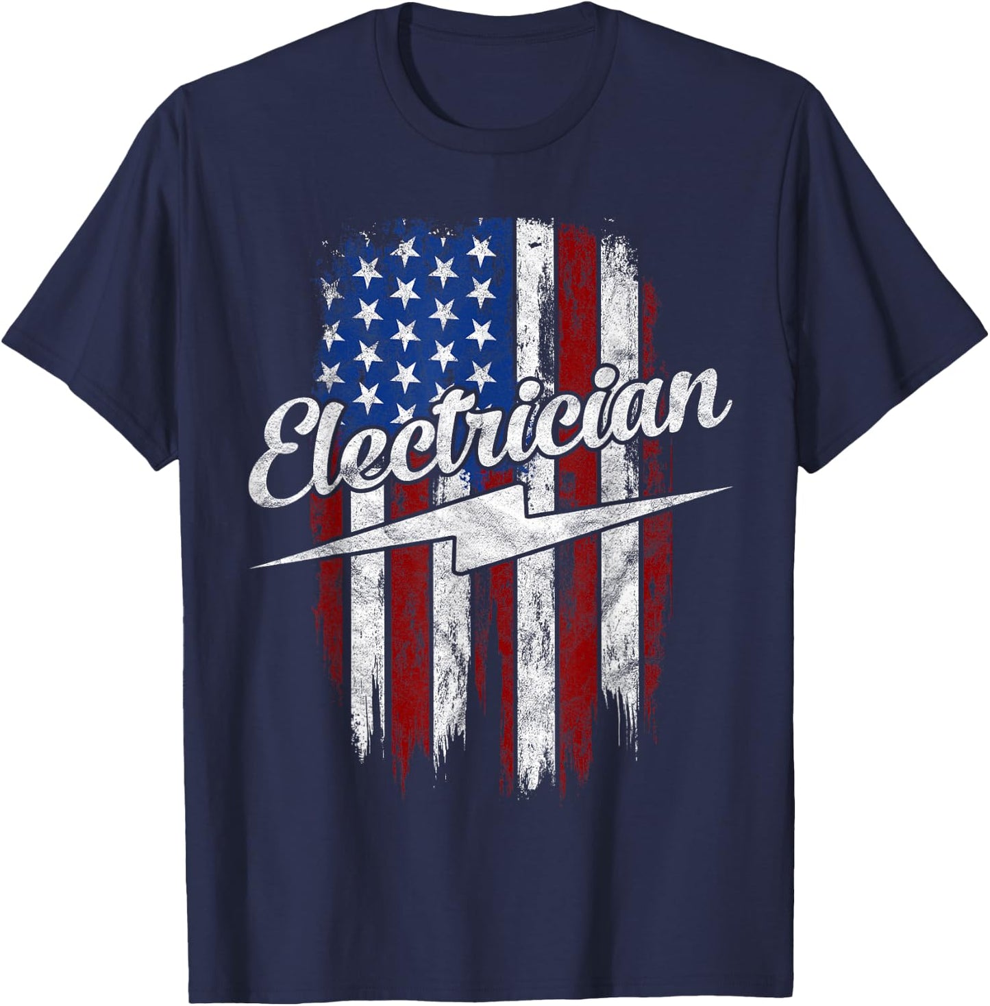 Electrician American Flag Electrical Gift Usa Patriot T-Shirt - T-Shirt | Navy