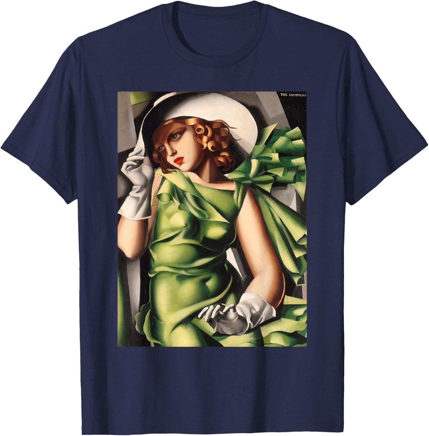 Young Lady With Gloves Painting by Lempicka T-Shirt - T-Shirt | Navy