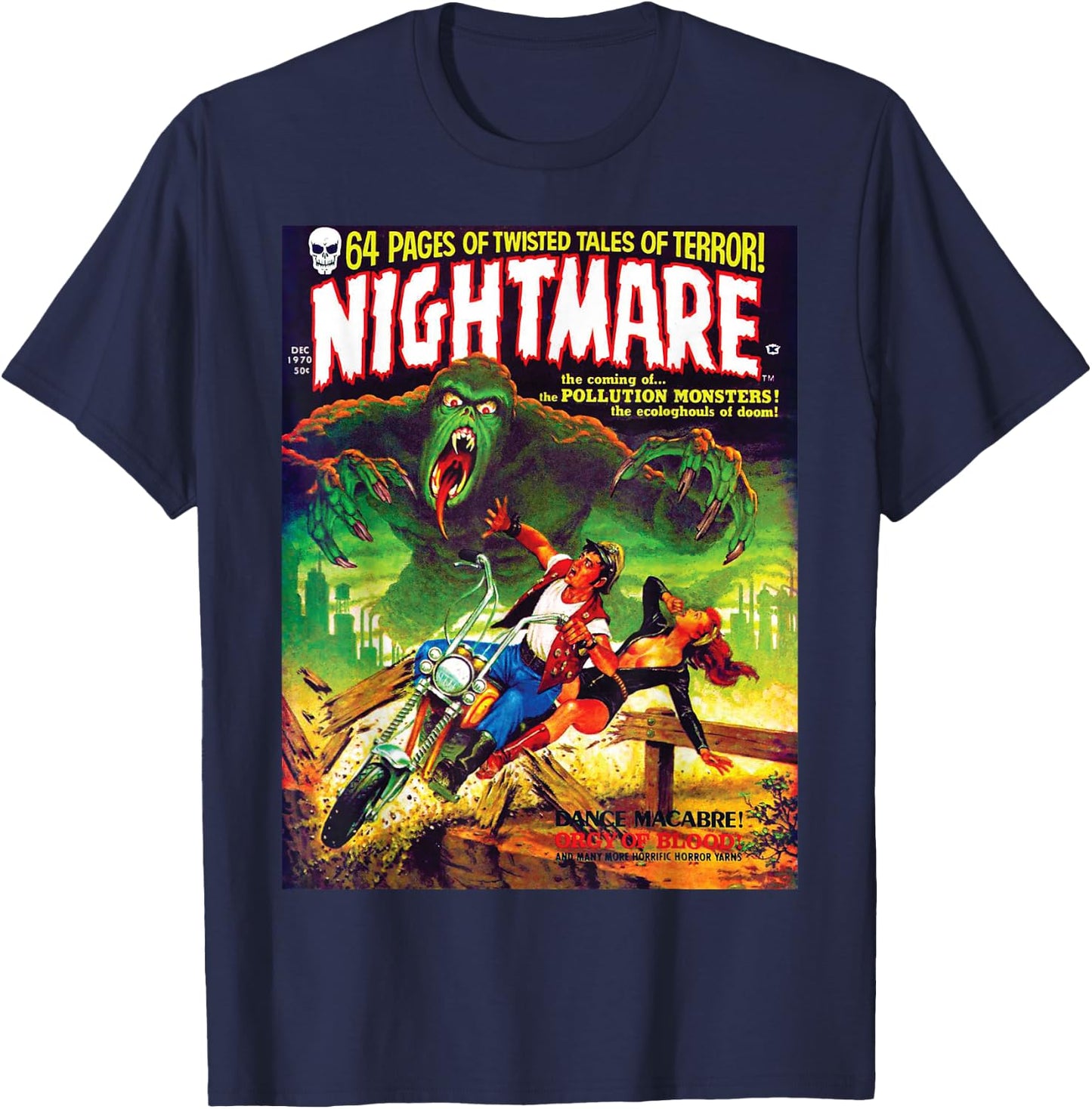 Halloween Monster Scary Vintage Horror Comic Book Funny T-Shirt - T-Shirt | Navy