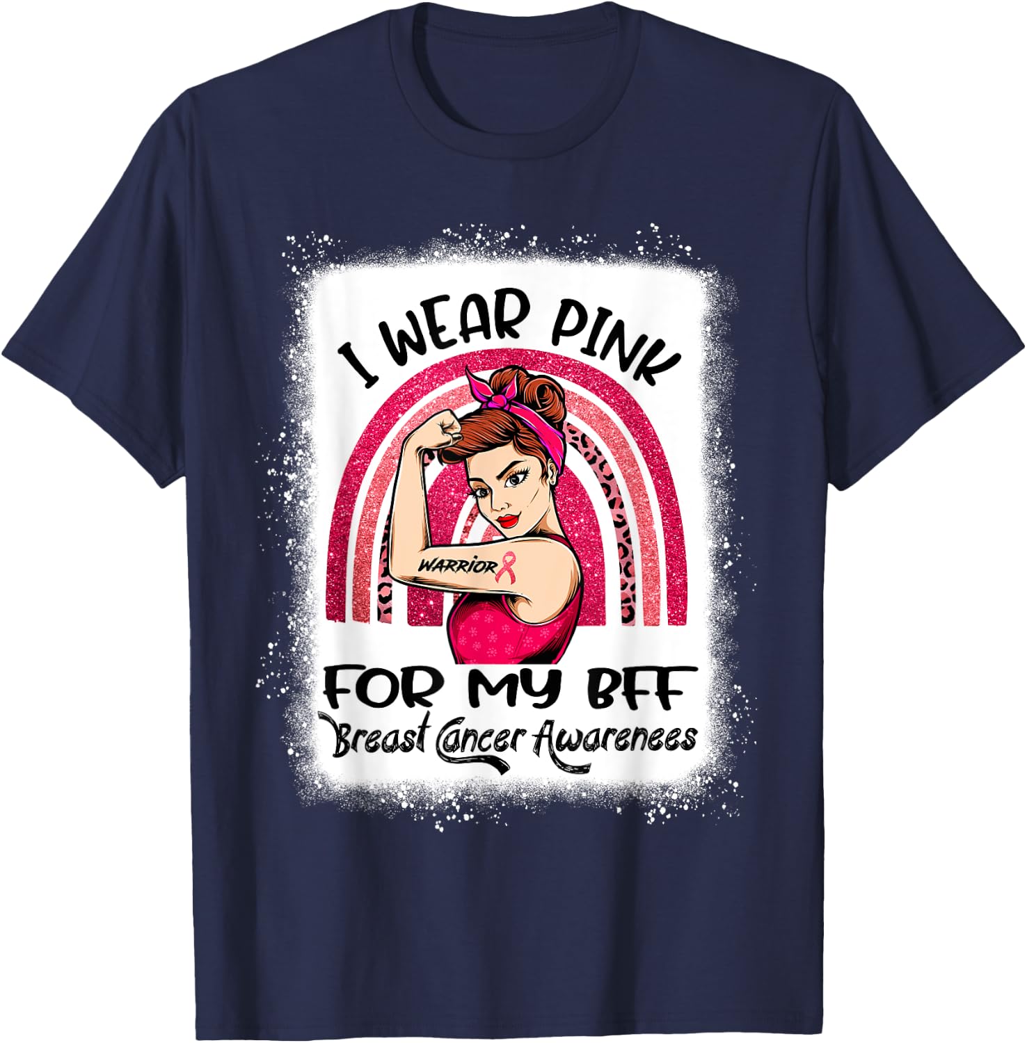 I Wear Pink For My Best Friend BFF Breast Cancer Awareness T-Shirt - T-Shirt | Navy