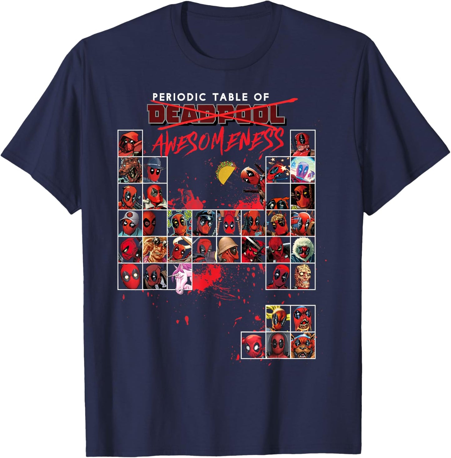 Marvel Deadpool Periodic Table of Awesomeness Small T-Shirt - T-Shirt | Navy
