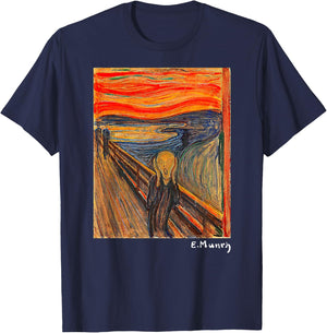 Famous Art The Scream by Munch Artist Painting T-Shirt - T-Shirt | Navy