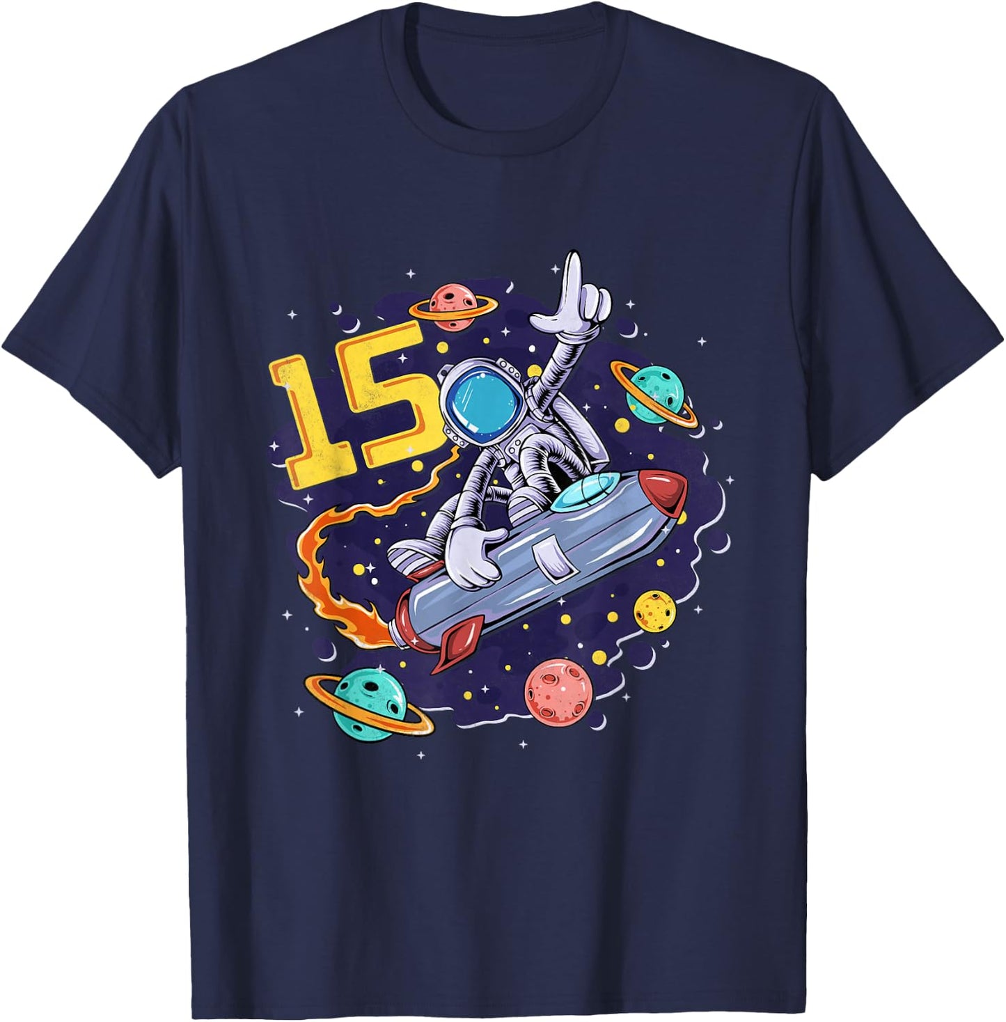 15 Years Old Space Shuttle Astronaut 15th Birthday T-Shirt - T-Shirt | Navy