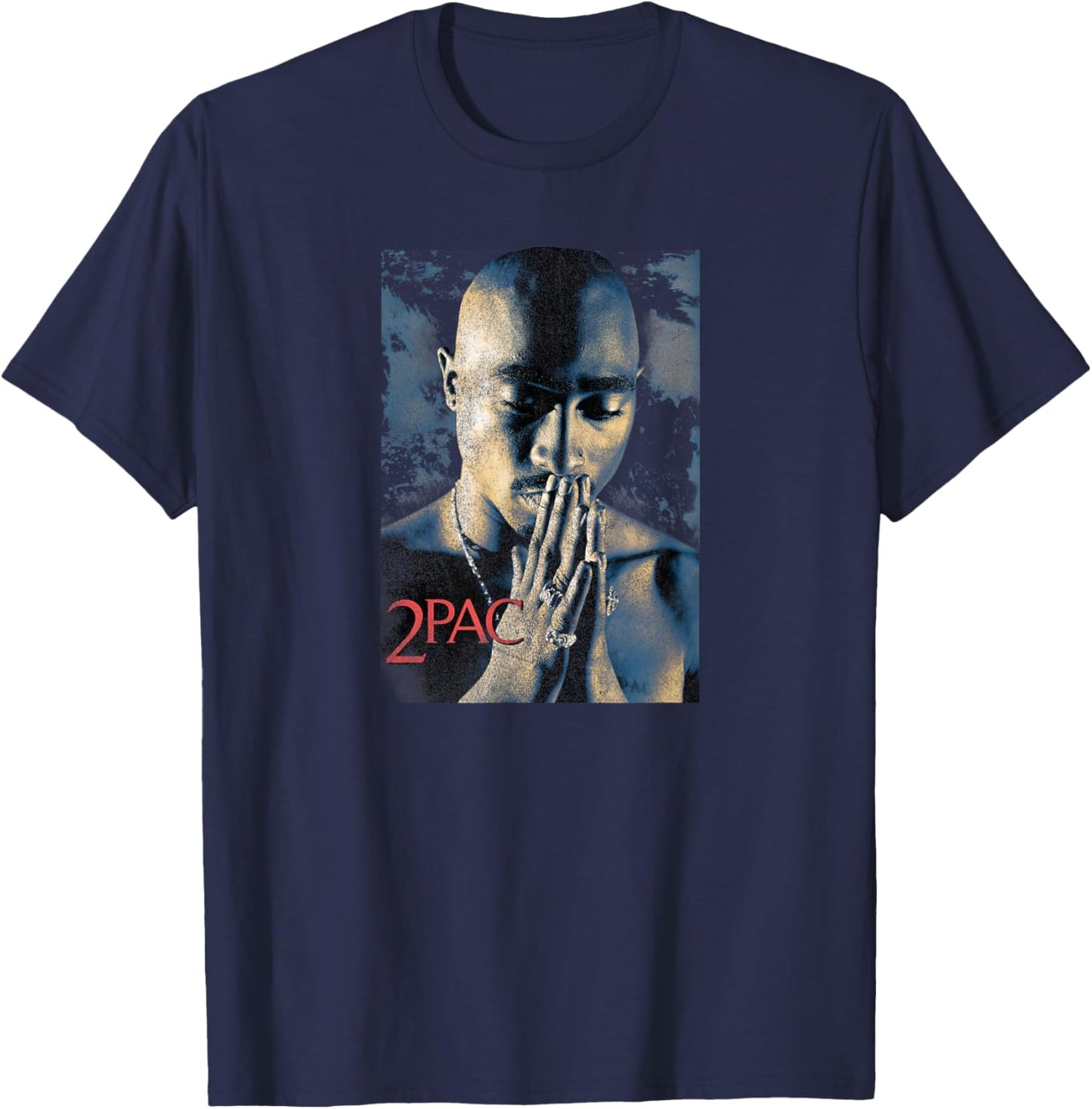 TUPAC SHAKUR Tupac Grunge Praying -Kids Black Short Sleeve T-Shirt - T-Shirt | Navy