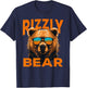 Rizzly Bear Cool Grizzly Bear Wearing Sunglasses Funny Meme T-Shirt - T-Shirt | Navy