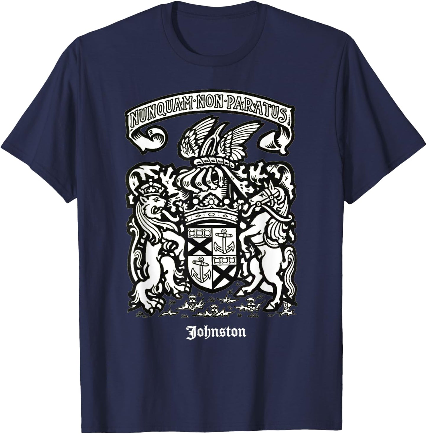 Johnston Vintage Surname Scottish Coat of Arms T-Shirt - T-Shirt | Navy