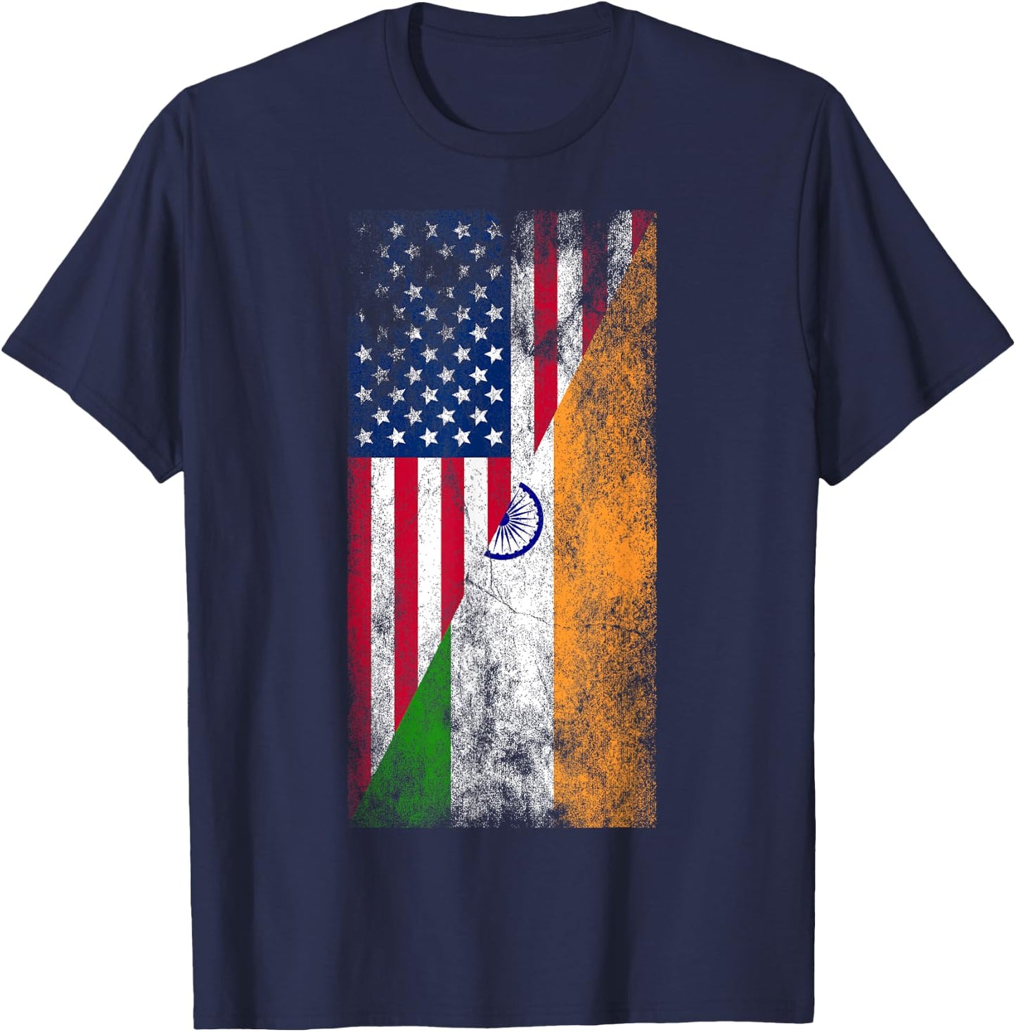 USA & India Flags - United States of America, Indian T-Shirt - T-Shirt | Navy