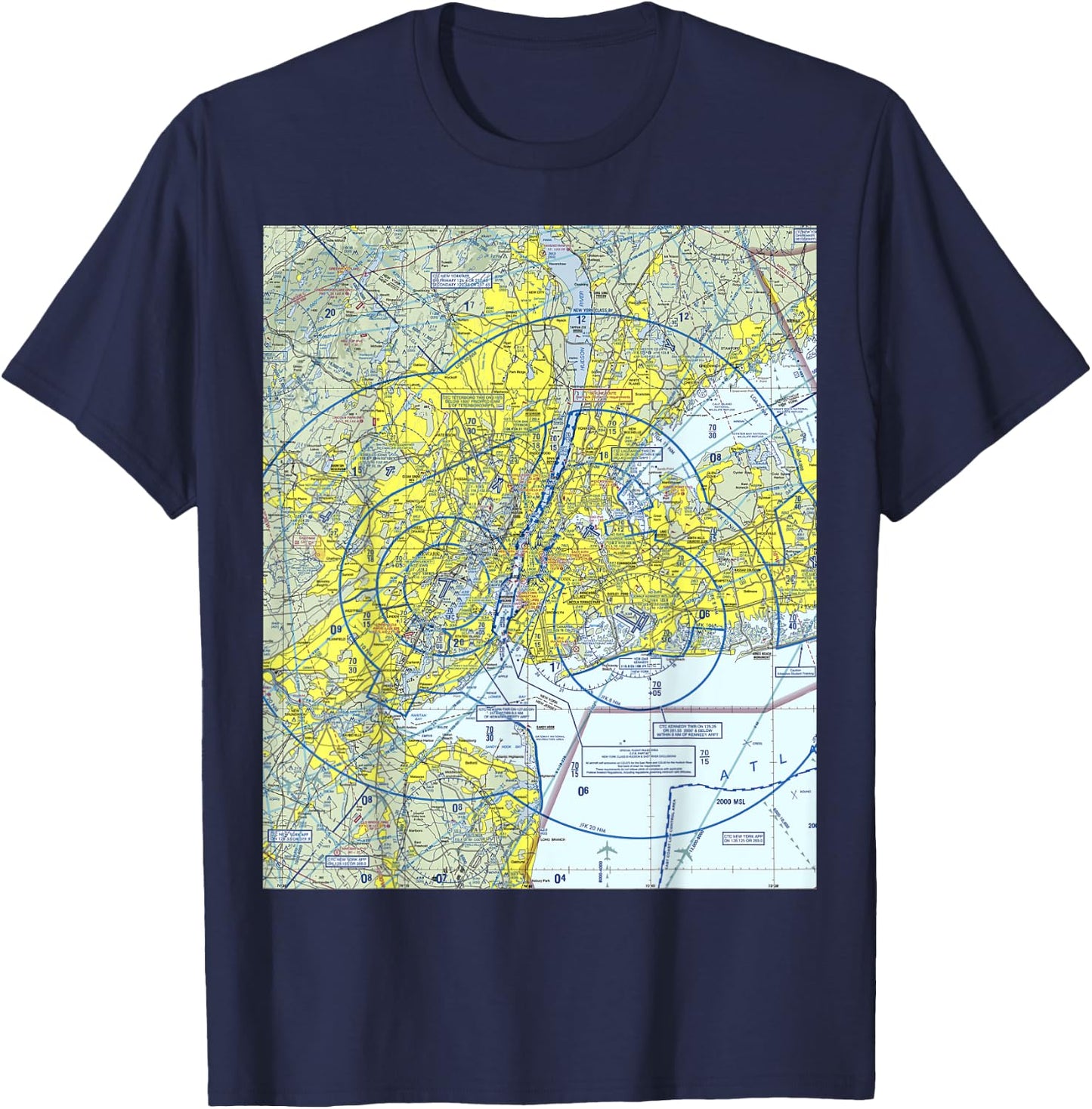 Aeronautical VFR Sectional Chart - New York T-Shirt - T-Shirt | Navy