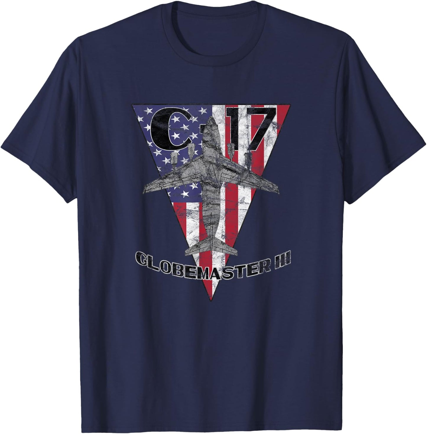 C-17 Globemaster III Patriotic Vintage Military Aircraft T-Shirt - T-Shirt | Navy