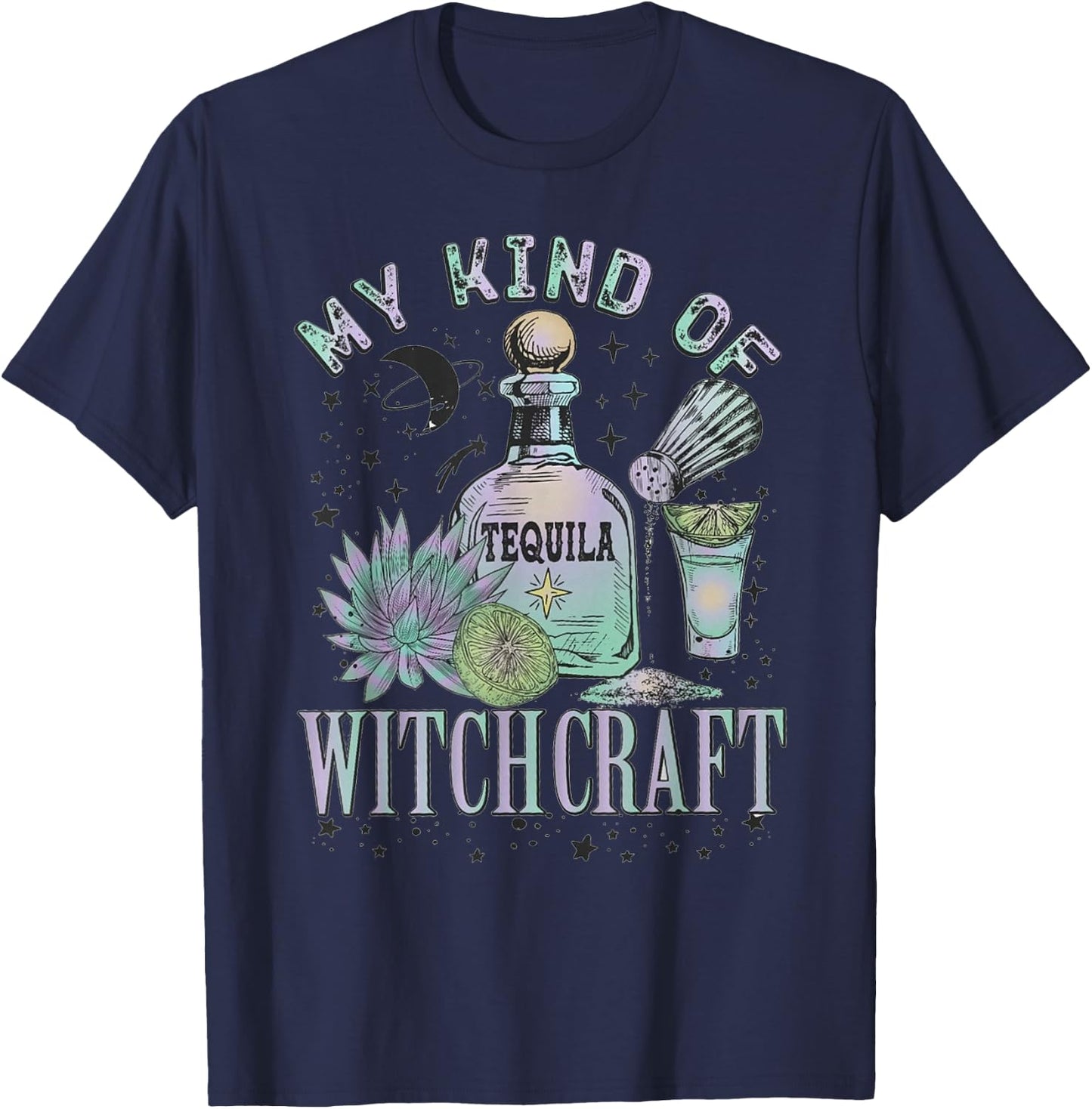 My Kind Of Witchcraft Tequila Funny Halloween T-Shirt - T-Shirt | Navy