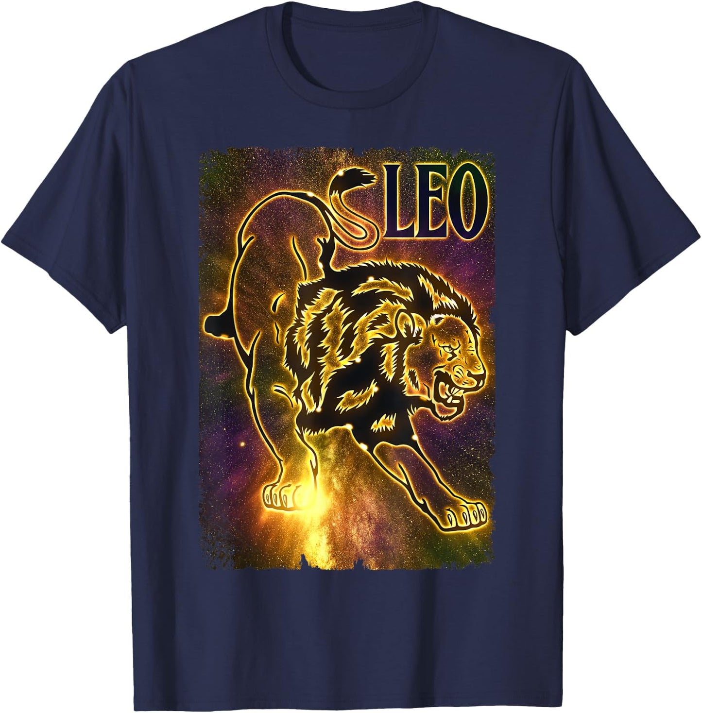 Lion Zodiac Sign Lion Birthday July August T-Shirt - T-Shirt | Navy