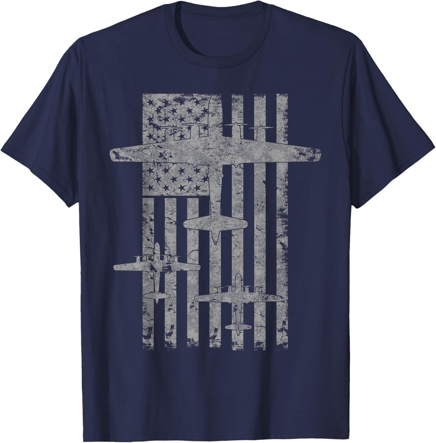 B-29 Superfortress Formation Vintage Patriotic Flag T-Shirt - T-Shirt | Navy