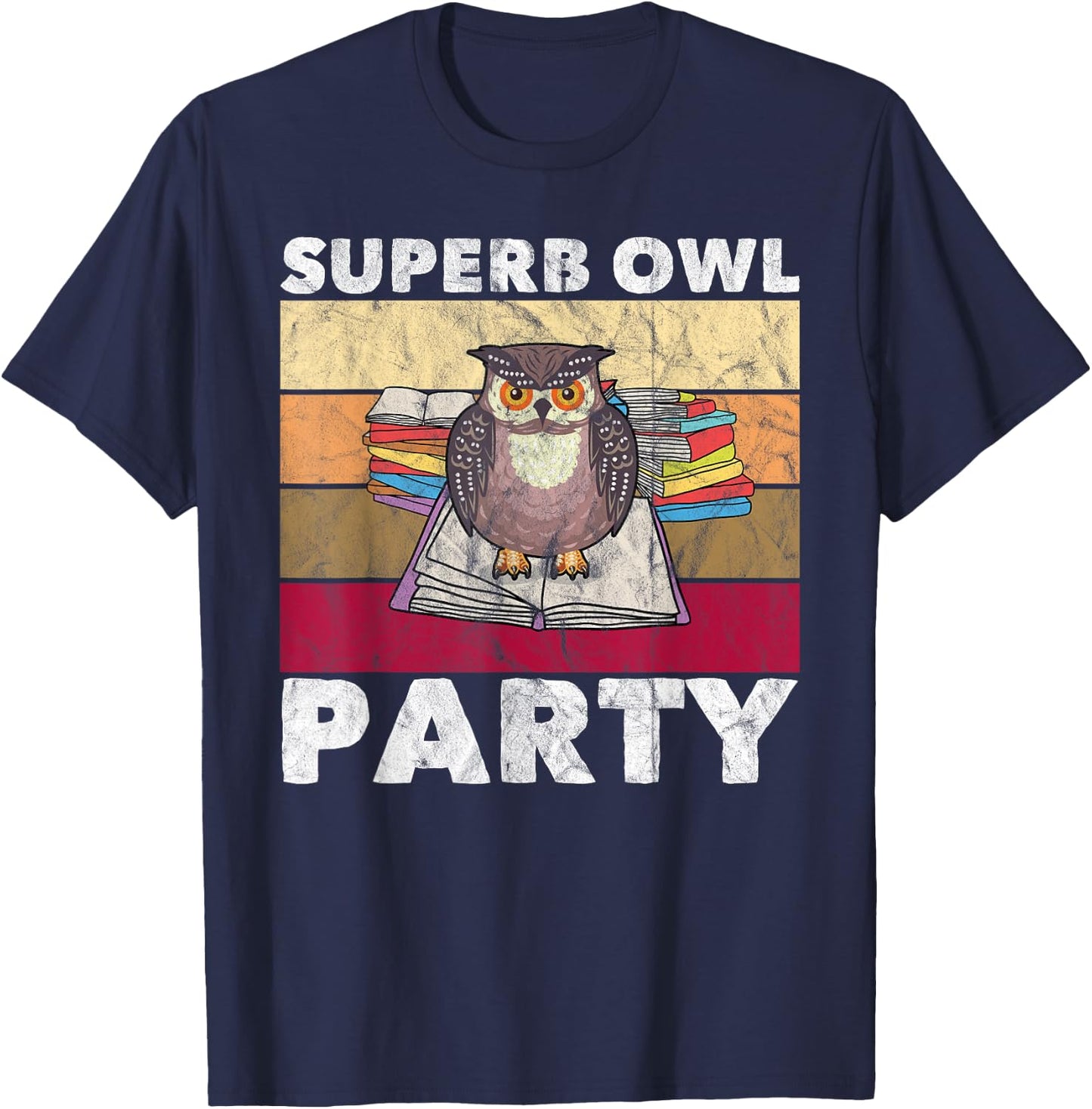 Superb Owl Party Funny Owl Bird Lovers Retro T-Shirt - T-Shirt | Navy