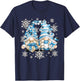 Funny Snowman Gnomies With Snowflake Decor Cute Winter Gnome T-Shirt - T-Shirt | Navy