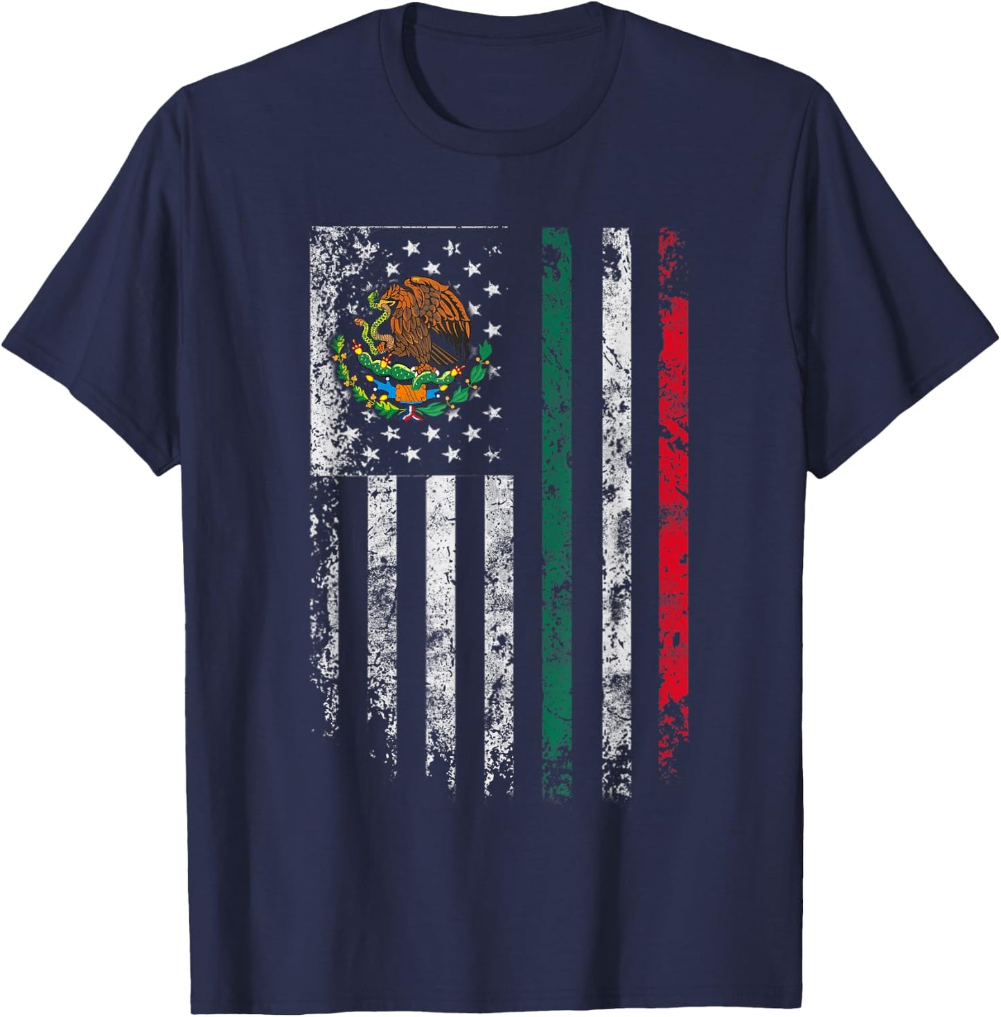 Mexico Flag Shirt Gift 4th Of July USA American Mexican Flag Women Kids Men T-Shirt - T-Shirt | Navy