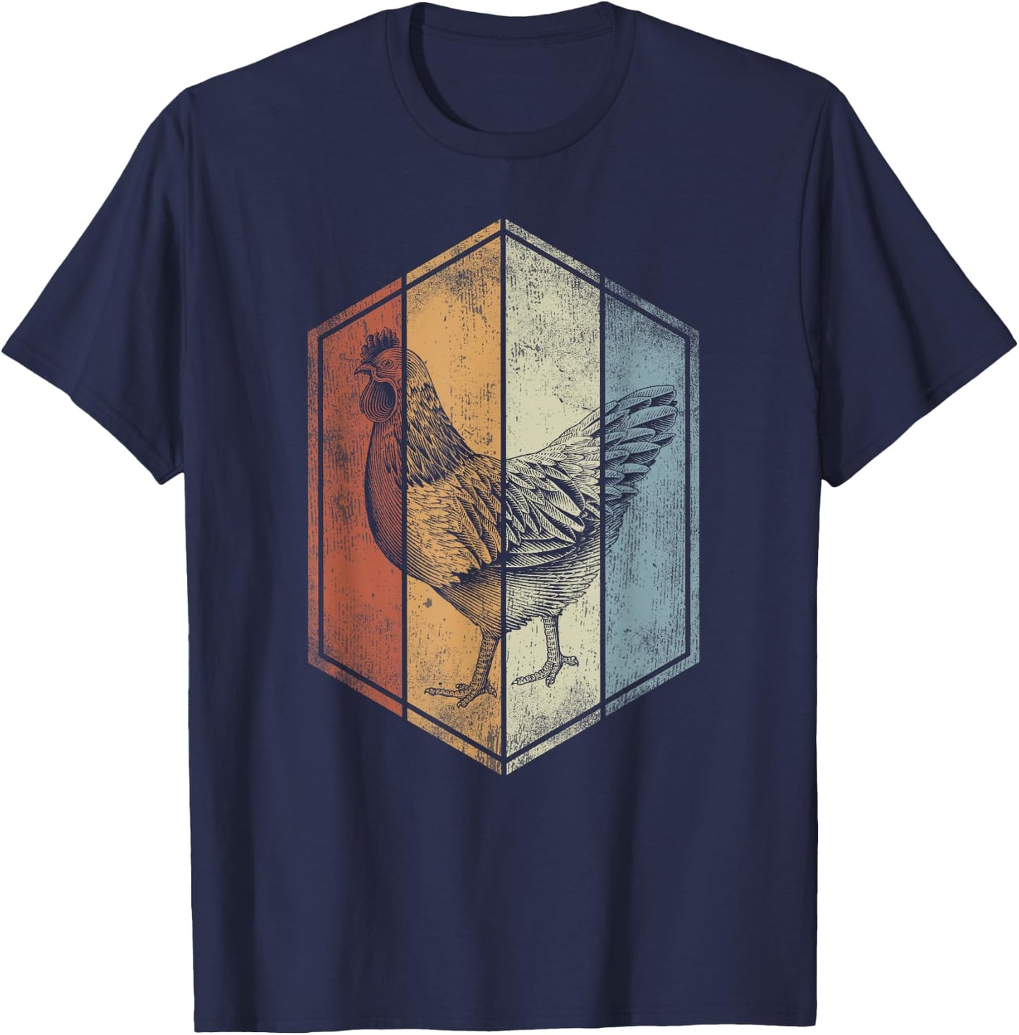 Chicken Retro Vintage Style Farmer Chicken Lover T-Shirt - T-Shirt | Navy