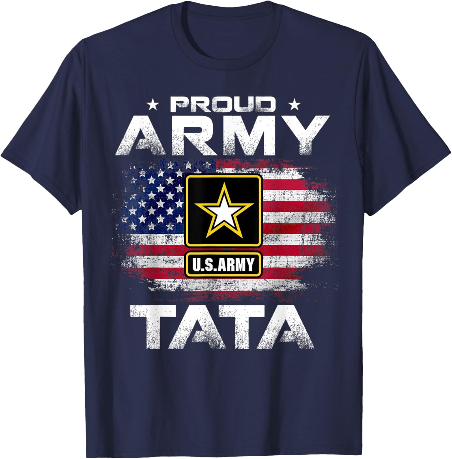 Proud Army Tata With American Flag For Veteran Gift Kids Men T-Shirt - T-Shirt | Navy