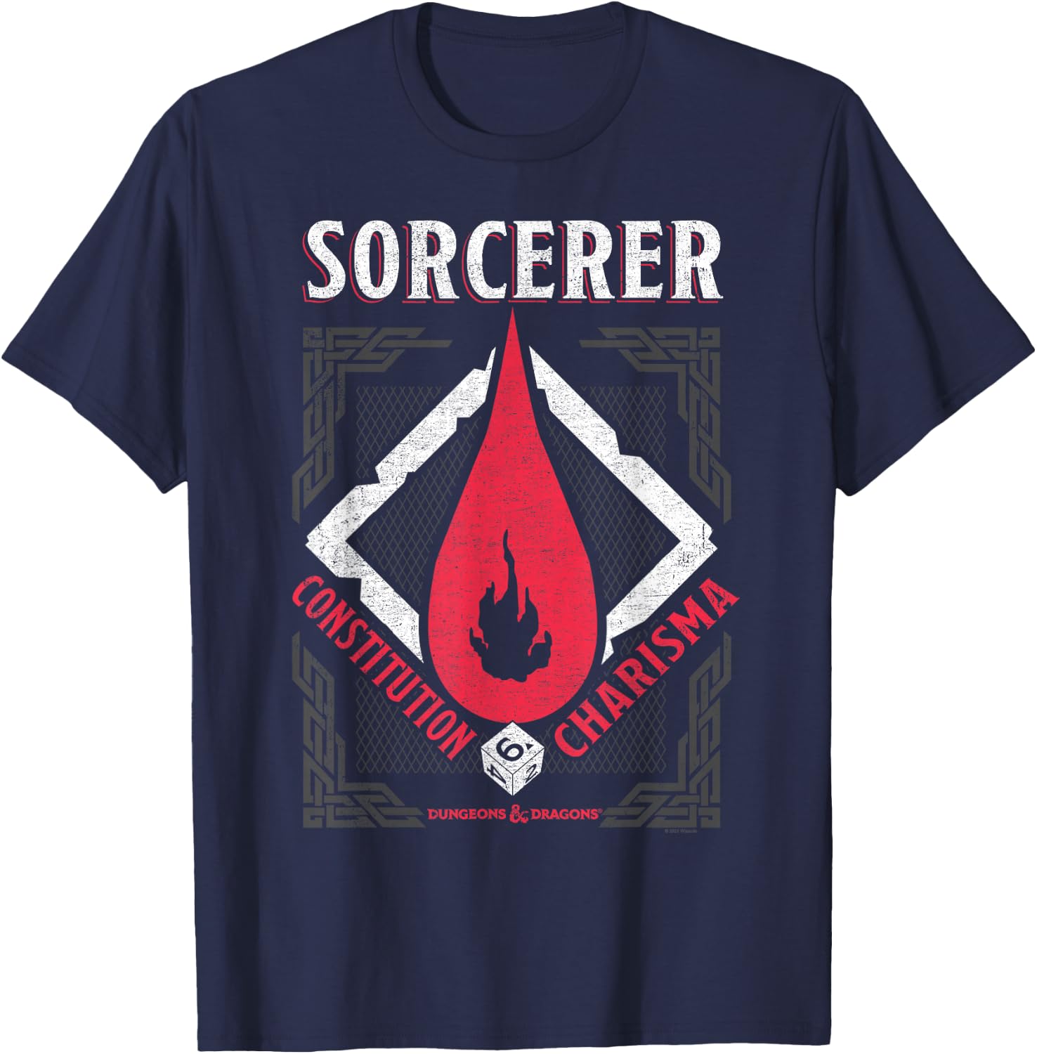 Dungeons & Dragons Sorcerer Constitution & Charisma T-Shirt - T-Shirt | Navy