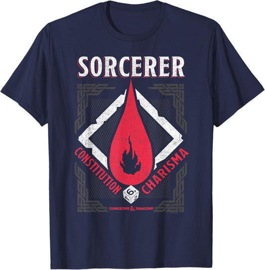 Dungeons & Dragons Sorcerer Constitution & Charisma T-Shirt - T-Shirt | Navy