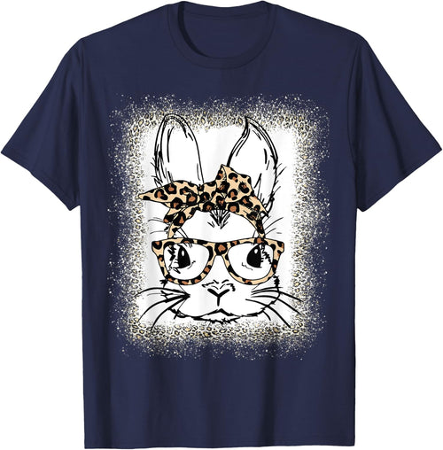 Cute Bunny Face Leopard Print Glasses Bandana Easter Women