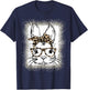Cute Bunny Face Leopard Print Glasses Bandana Easter Women T-Shirt - T-Shirt | Navy