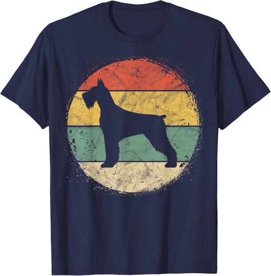 Circular Retro Schnauzer Owner Gift Standard Giant Dog Mom T-Shirt - T-Shirt | Navy