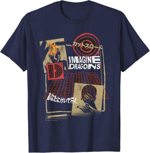 Official Imagine Dragons Exclusive Japanese Collage T-Shirt - T-Shirt | Navy