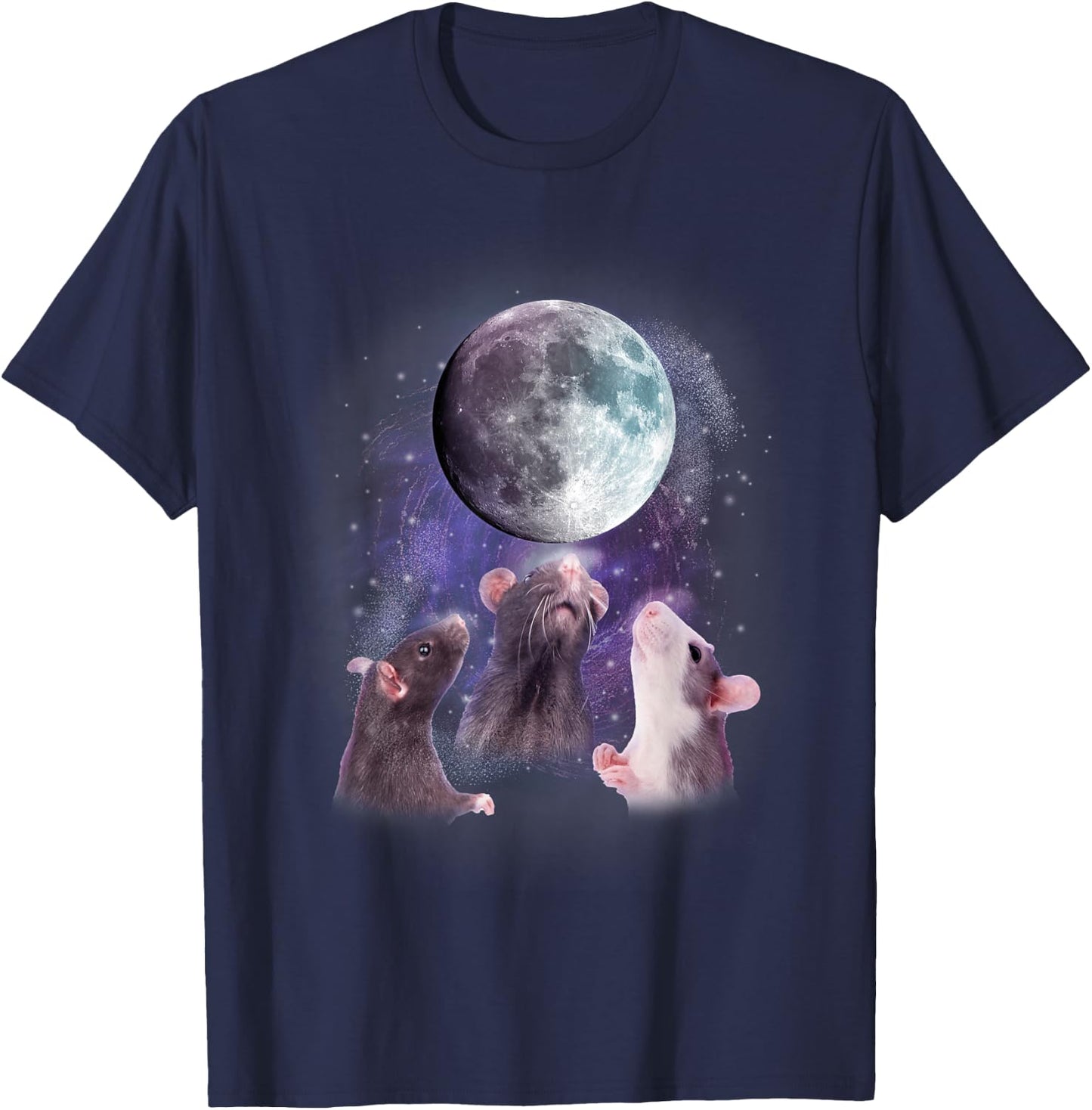 Rats Howling at the Moon Shirt - Funny Rat T-Shirt - T-Shirt | Navy