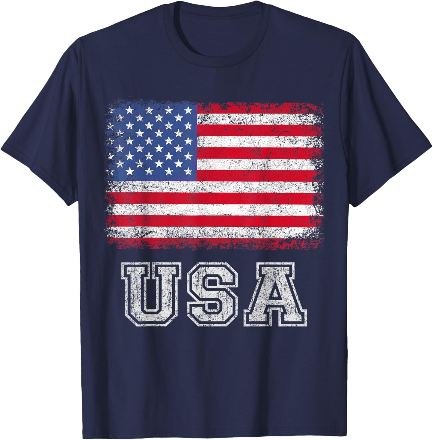 USA Patriotic American Flag Women Kids Boys Girls US T-Shirt - T-Shirt | Navy