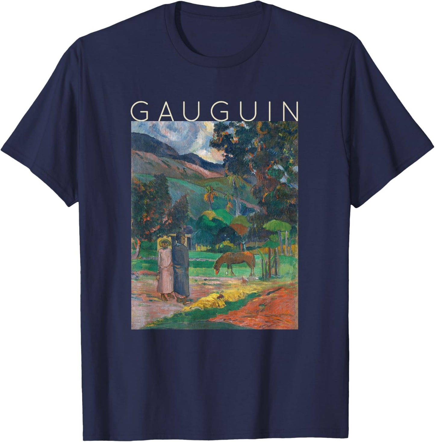 Paul Gauguin - Tahitian Landscape - French Polynesia T-Shirt - T-Shirt | Navy