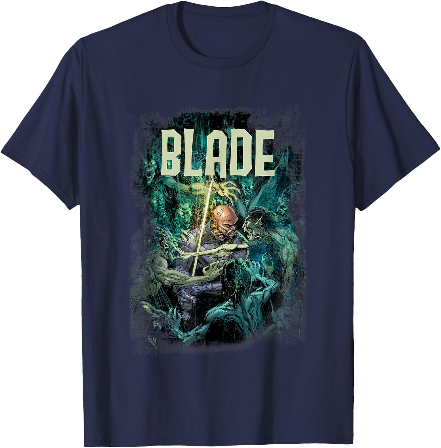 Marvel Blade Distressed Poster T-Shirt - T-Shirt | Navy